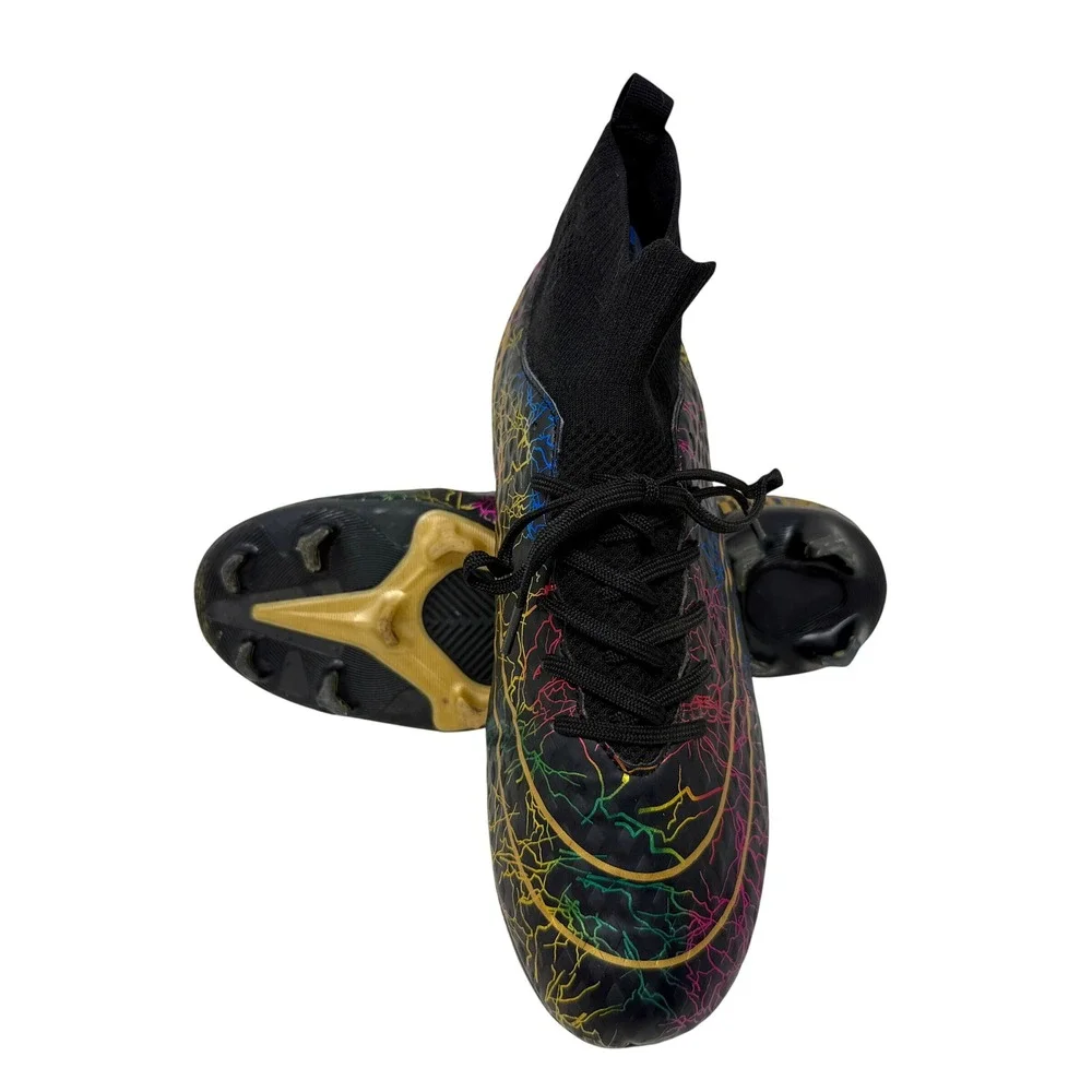 Mens High Top Soccer Cleats Black Multi Color Lightning Graphic Men's 7 1/2